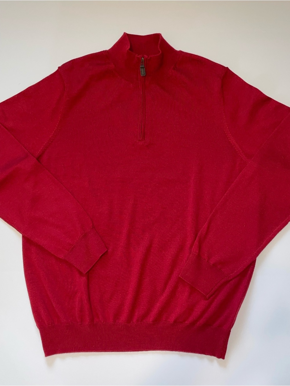 Jos. A. Bank Men’s Zip-Up Merino Wool Blend Sweater in Red Tailored Fit XL NWT